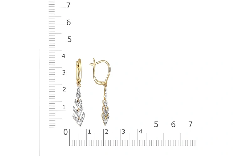 Серьги из жёлтого золота с 48 фианитами