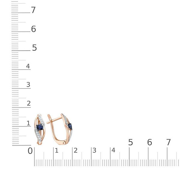 Серьги из красного золота с 2 сапфирами и 16 бриллиантами