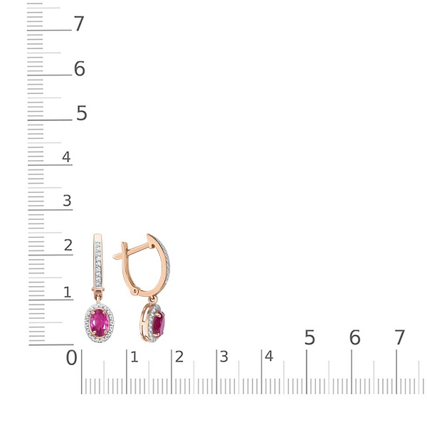 Серьги из красного золота с 2 рубинами и 54 бриллиантами