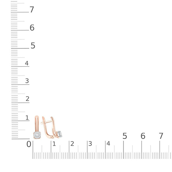 Серьги из красного золота с 26 выращенными бриллиантами