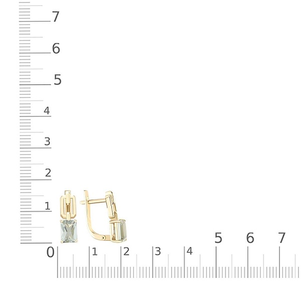Серьги из жёлтого золота с 2 празиолитами