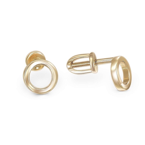 Серьги-пусеты Круги из жёлтого золота без вставок