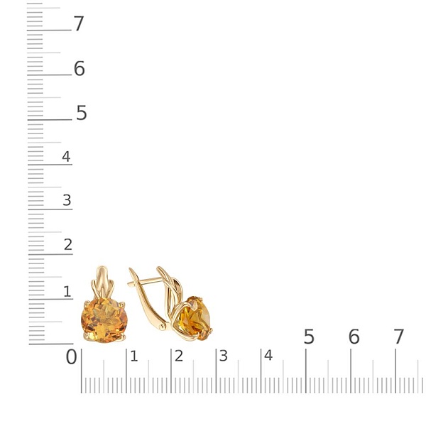 Серьги из жёлтого золота с 2 цитринами