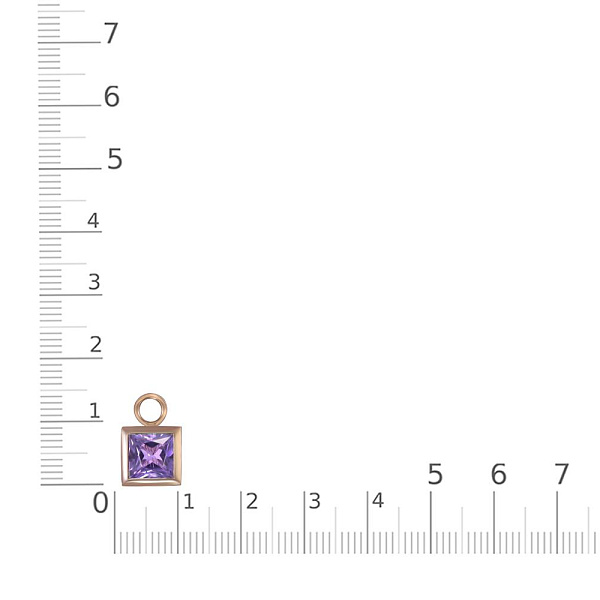 Подвеска серёг-трансформеров из красного золота с аметистом