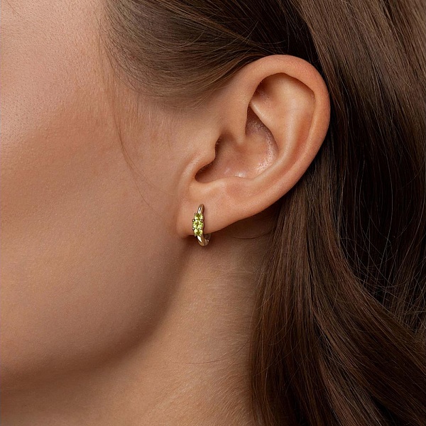 Серьги из жёлтого золота с 6 хризолитами