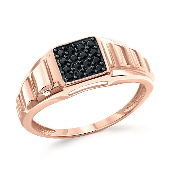 Печатка из красного золота с 16 фианитами