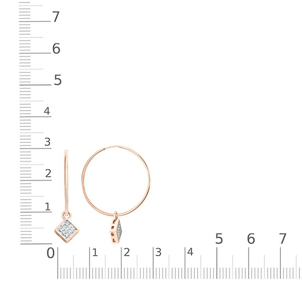 Серьги-трансформеры из красного золота с 18 бриллиантами