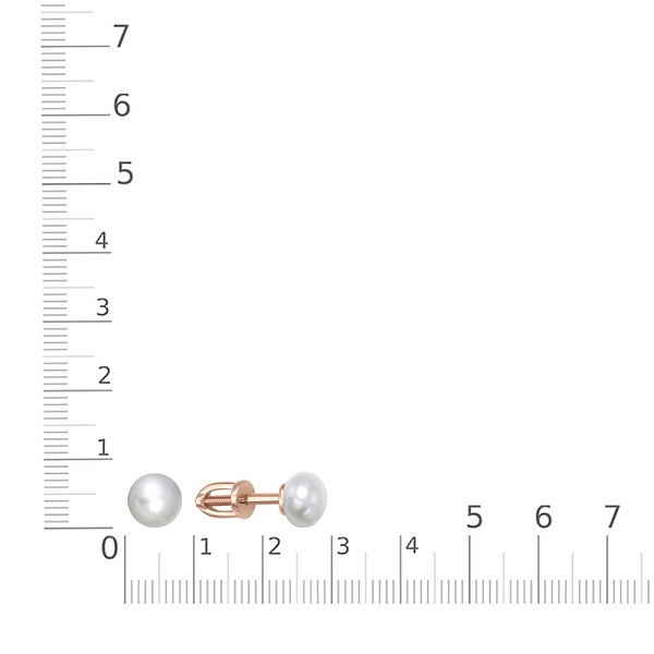 Серьги-пусеты из красного золота с 2 жемчужинами