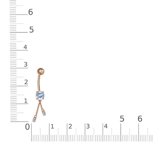 Пирсинг из красного золота с 3 топазами sky