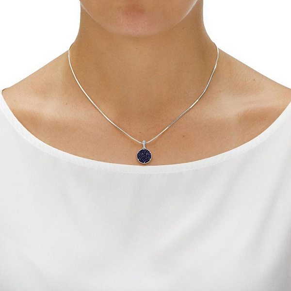 Подвеска из белого золота с авантюрином и 3 фианитами