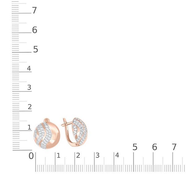 Серьги из красного золота с 78 фианитами