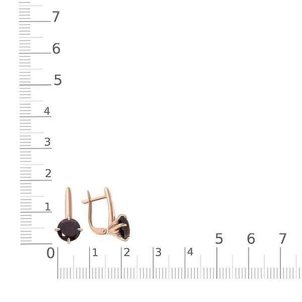 Серьги из красного золота с 2 гранатами