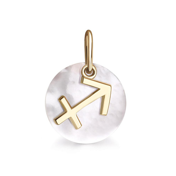 Подвеска Стрелец из жёлтого золота с перламутром