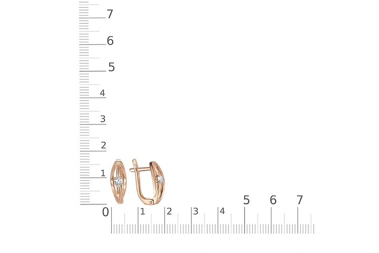 Серьги из красного золота с 2 фианитами