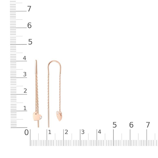 Серьги-продёвки из красного золота с 2 бриллиантами