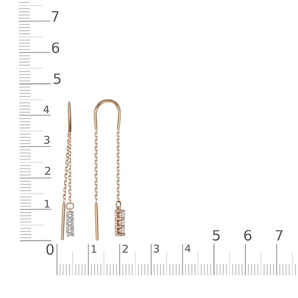 Серьги-продёвки из красного золота с 6 бриллиантами