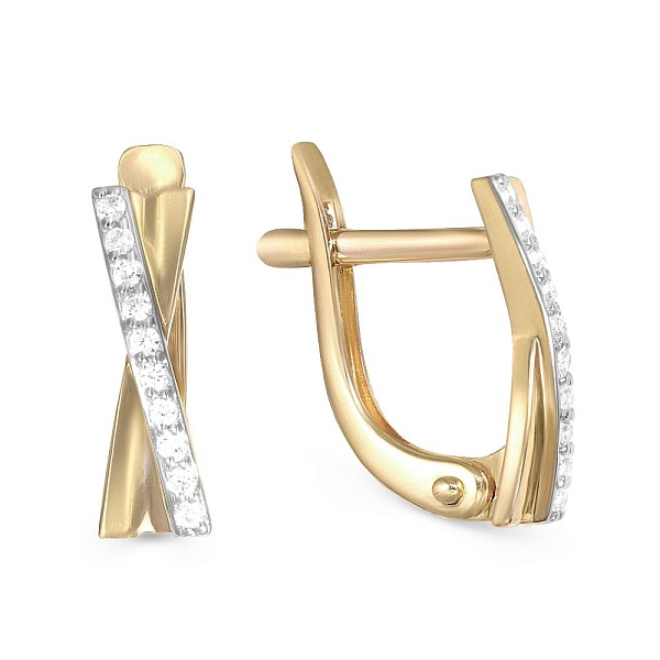 Серьги Дорожки из жёлтого золота с 20 фианитами