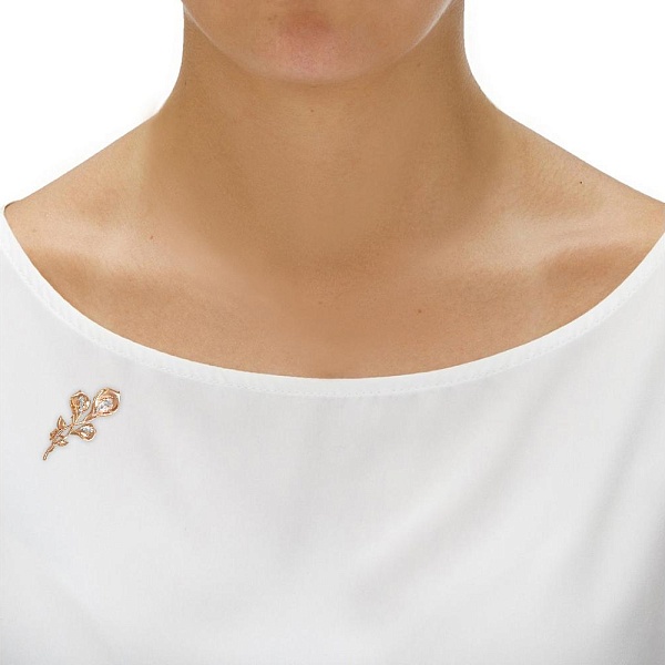 Брошь Цветок из красного золота с 9 бриллиантами