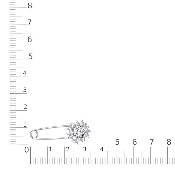 Булавка Цветок из белого золота с 22 фианитами