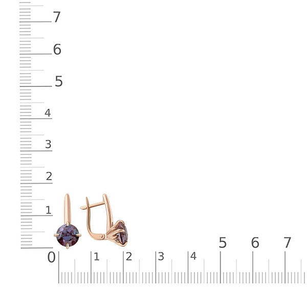Серьги из красного золота с 2 александритами