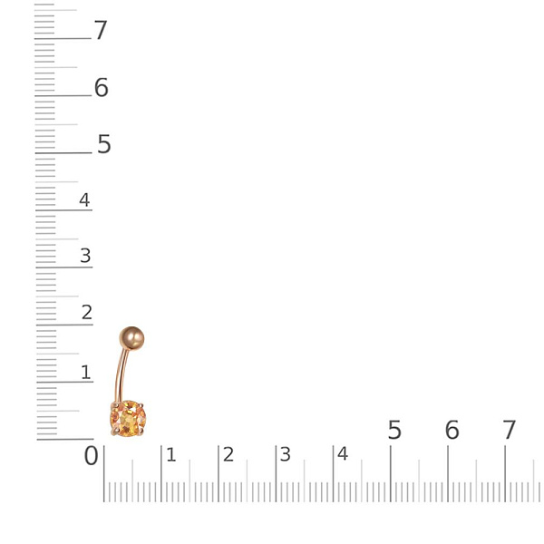 Пирсинг из красного золота с цитрином
