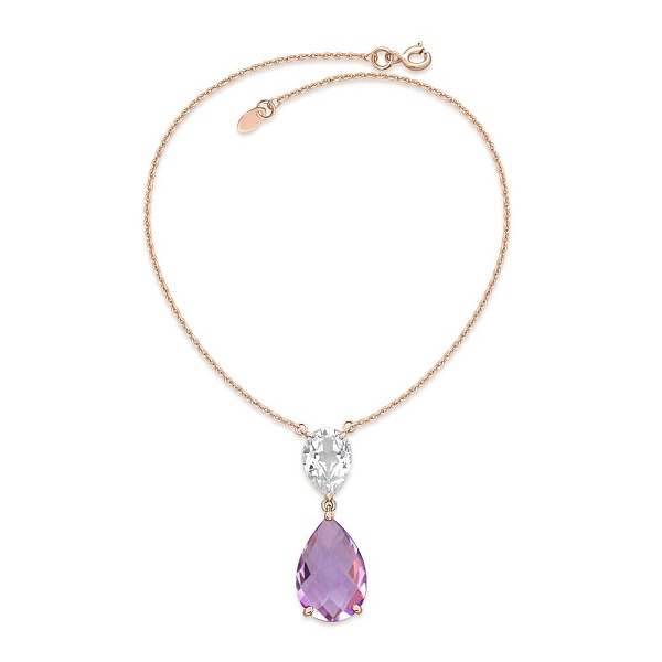 Колье из красного золота с аметистом и фианитом