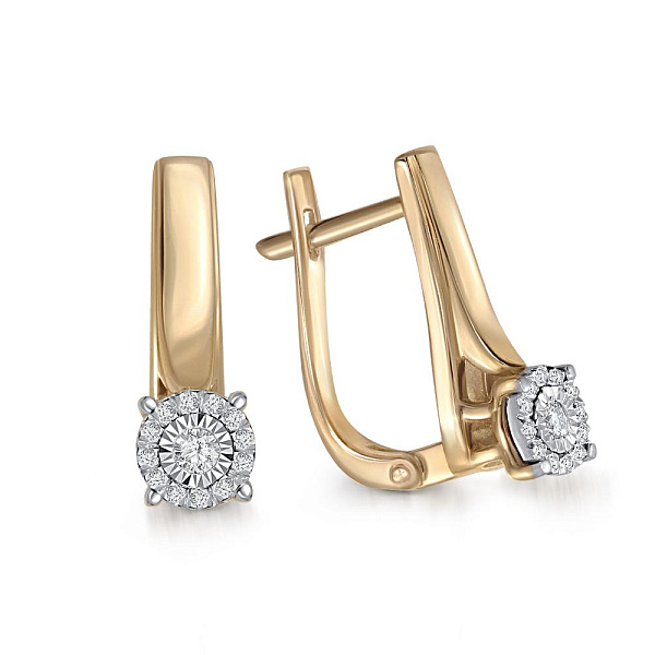 Серьги из жёлтого золота с 26 бриллиантами