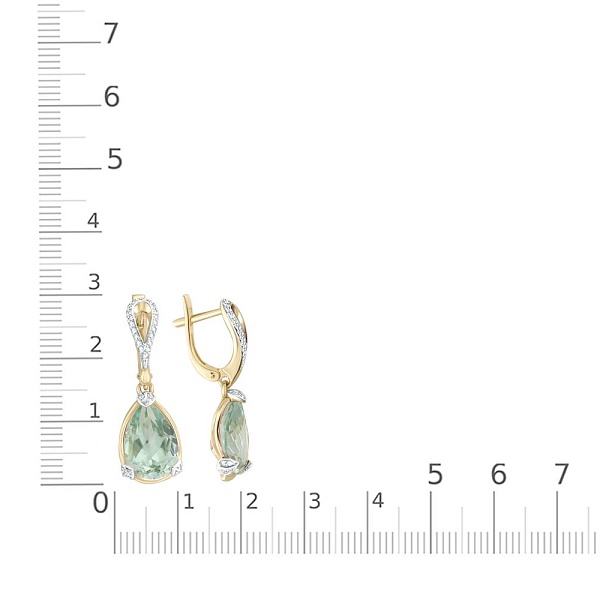 Серьги из жёлтого золота с 2 наноситалами и 64 фианитами