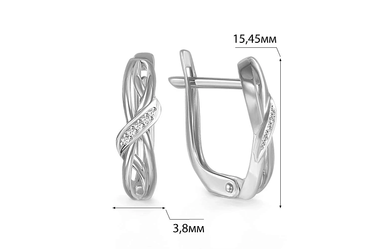 Серьги из красного золота с 10 фианитами