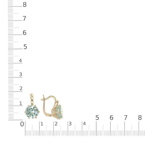 Серьги из жёлтого золота с 2 празиолитами