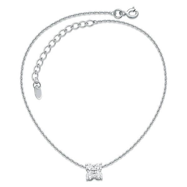 Колье Клевер из белого золота с 4 фианитами
