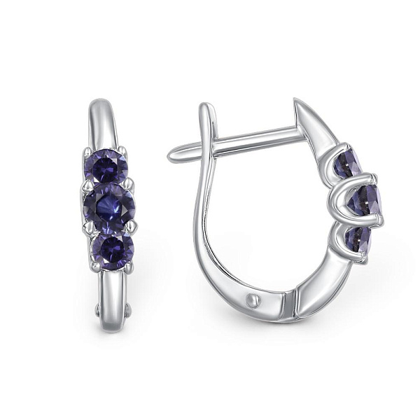 Серьги из белого золота с 6 корундами