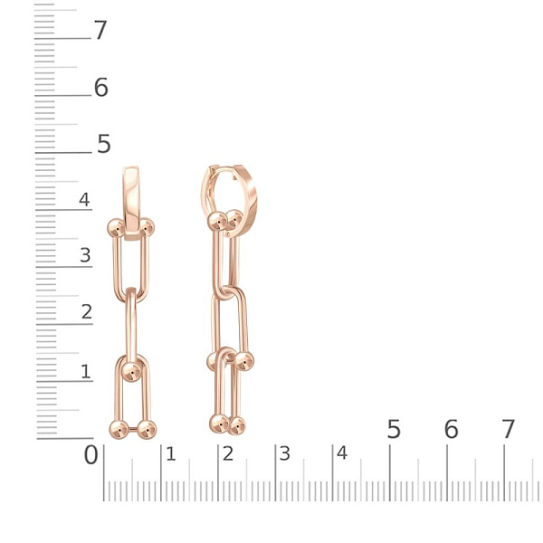 Серьги-трансформеры из красного золота без вставок