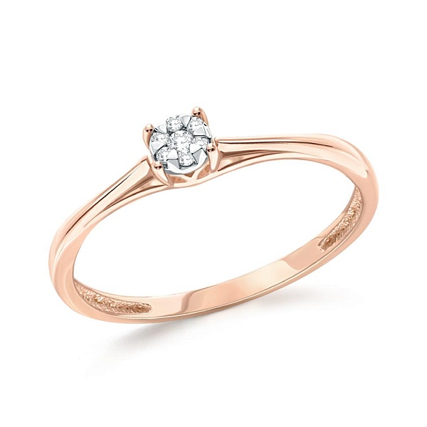 Кольцо из красного золота с 7 бриллиантами