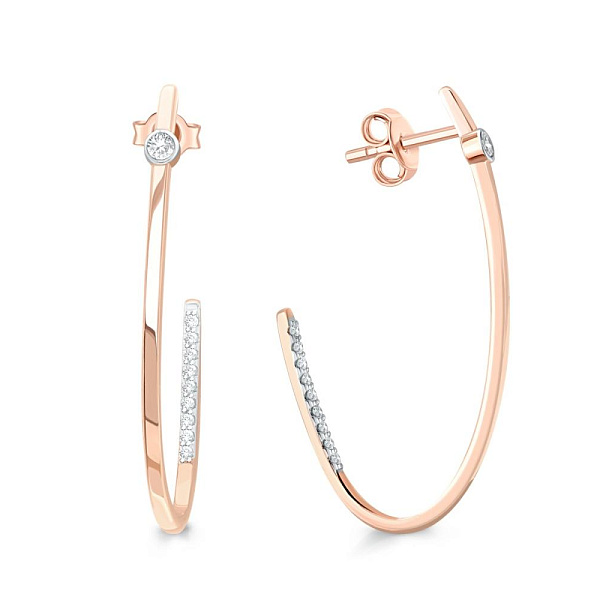 Серьги-пусеты Дорожки из красного золота с 20 фианитами