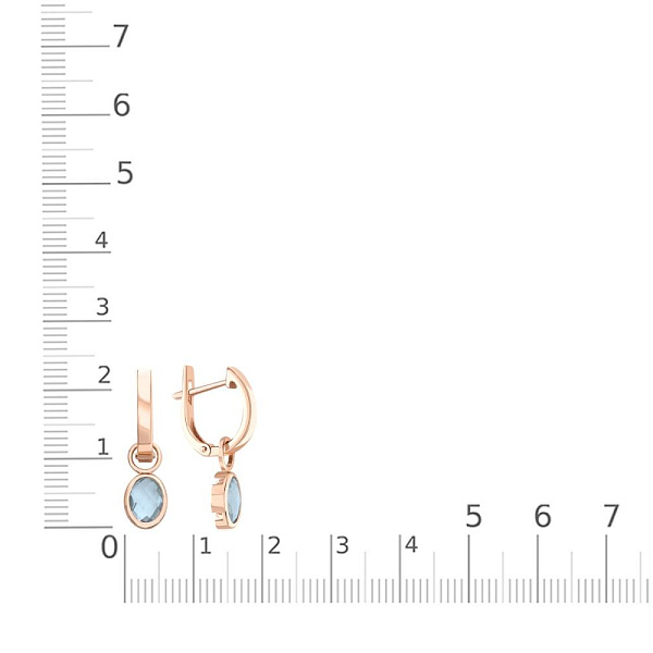 Серьги-трансформеры из красного золота с 2 топазами sky