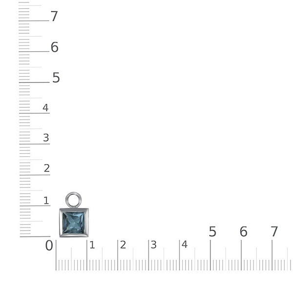 Подвеска серёг-трансформеров квадрат из белого золота с топазом лондон