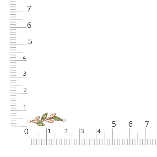 Браслет Веточка из красного золота с 3 хризолитами