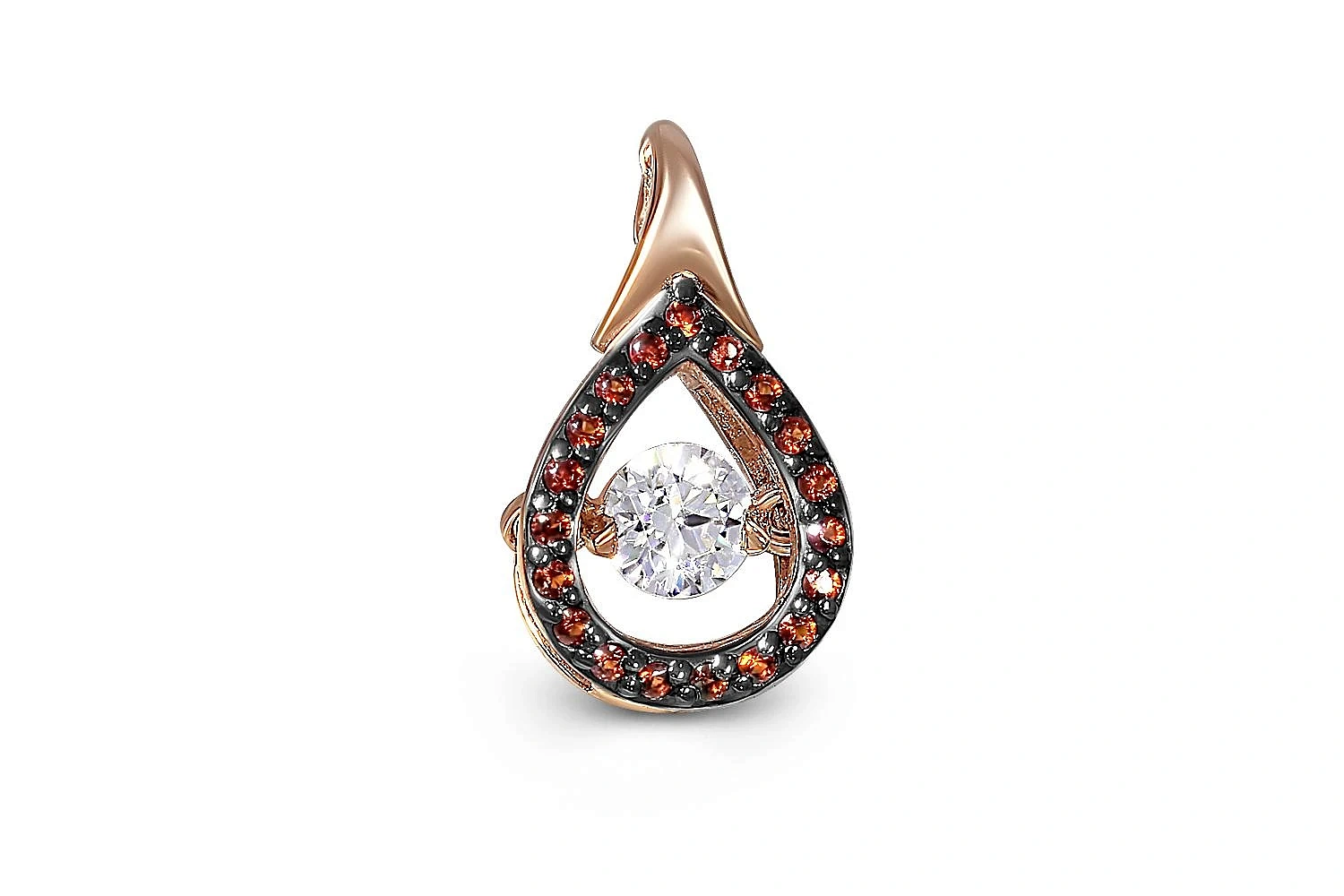 Подвеска из красного золота с кристаллом swarovski и 19 фианитами