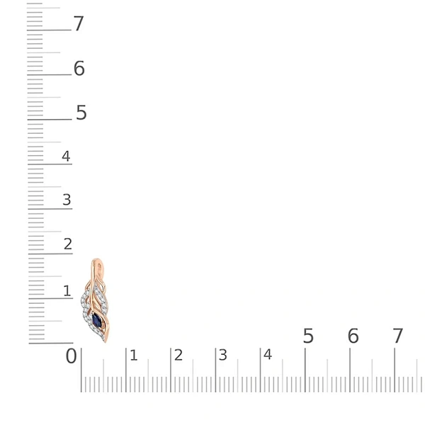 Подвеска Перо из красного золота с корундом и 18 фианитами