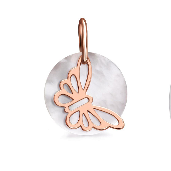 Подвеска Бабочка из красного золота с перламутром