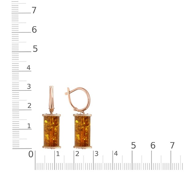 Серьги из красного золота с янтарём