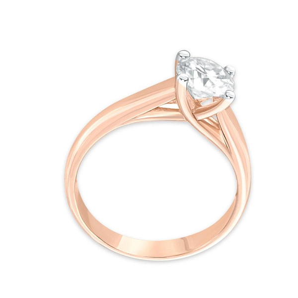 Кольцо из жёлтого золота с выращенным бриллиантом