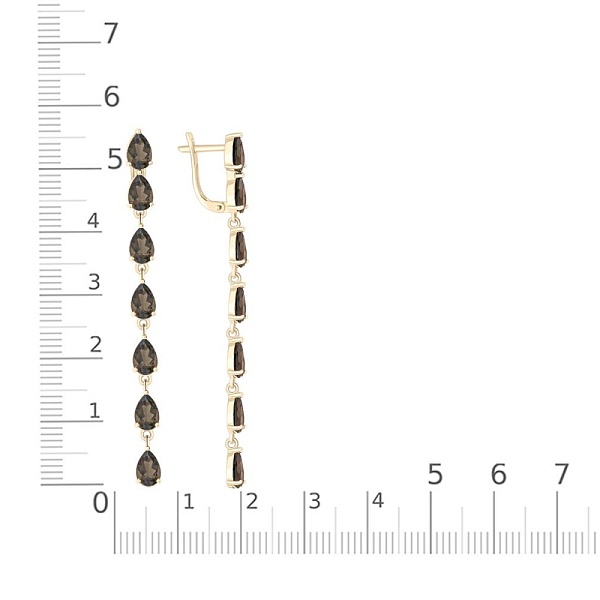 Серьги Дорожки из жёлтого золота с 14 раухтопазами