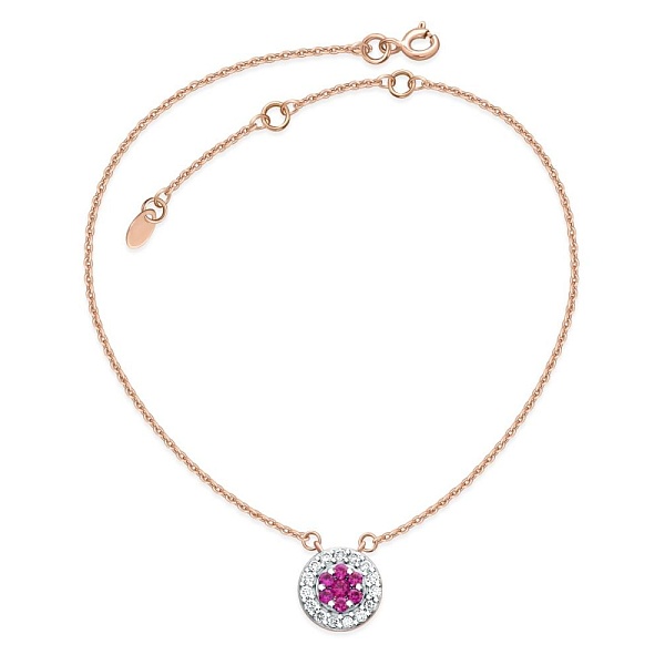 Колье из красного золота с 7 корундами и 15 бриллиантами