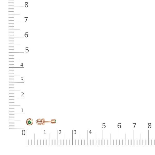 Серьги-пусеты из красного золота с 2 изумрудами