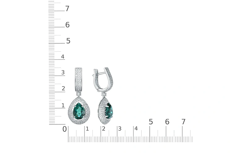 Серьги из белого золота с 2 кварцами и 278 фианитами