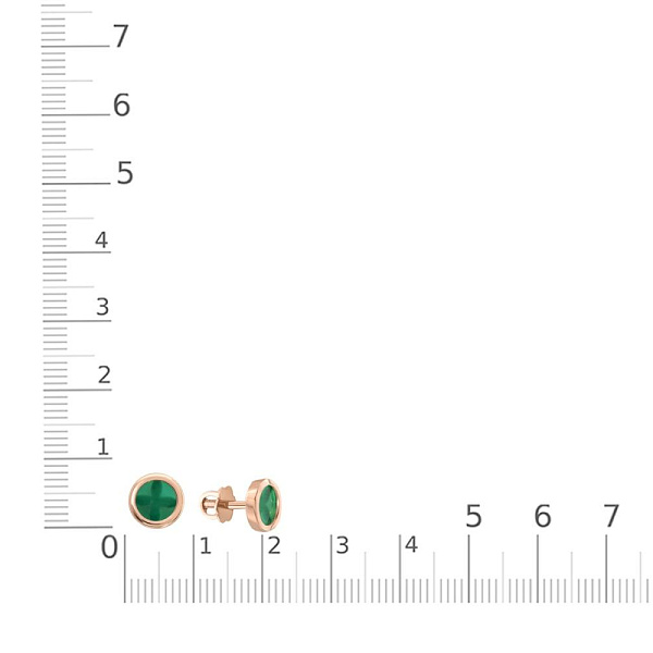 Детские серьги-пусеты из красного золота с 2 агатами