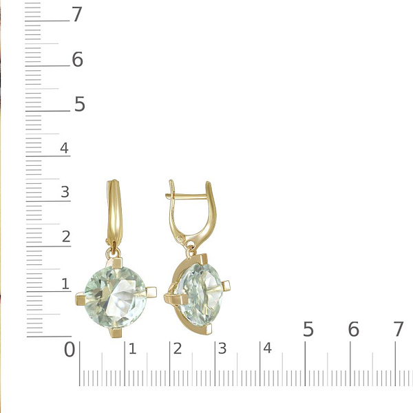 Серьги из жёлтого золота с 2 аметистами