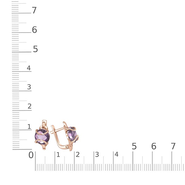 Серьги из красного золота с 2 аметистами